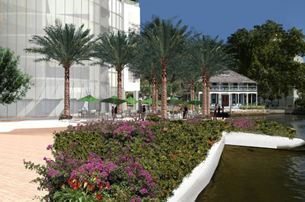 Icon Las Olas from River Walk with Stranahan House on right, Artist Rendering